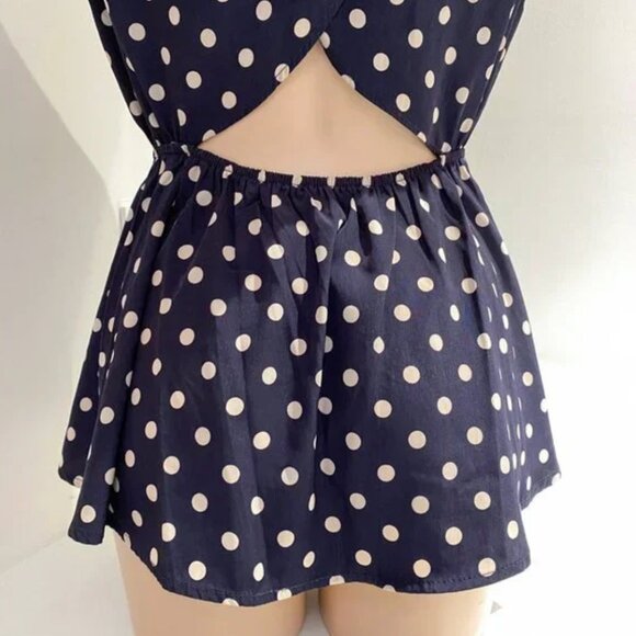 Forever 21 XXI - Polka Dot Open Back Sleeveless Peplum - Picture 3 of 8